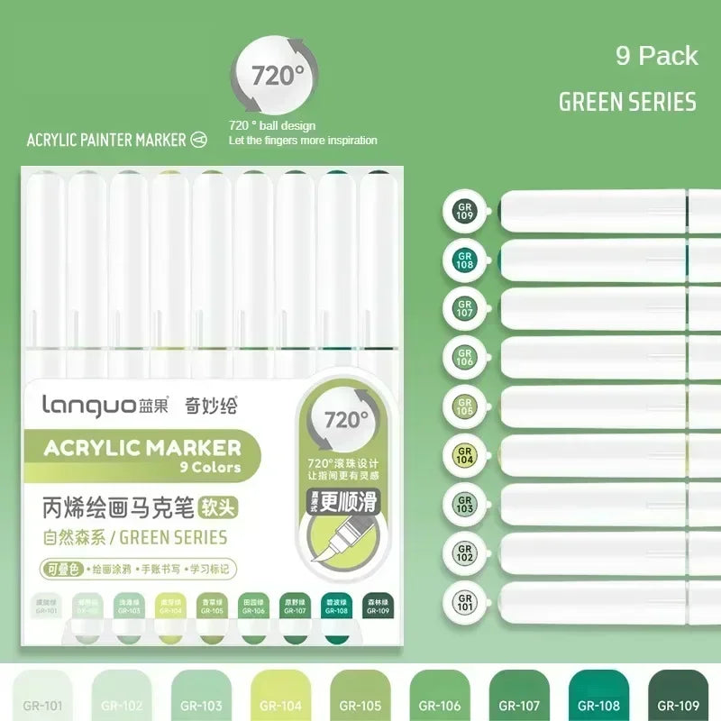 Languo 240/9 Colors Direct Liquid Acrylic Paint Pens