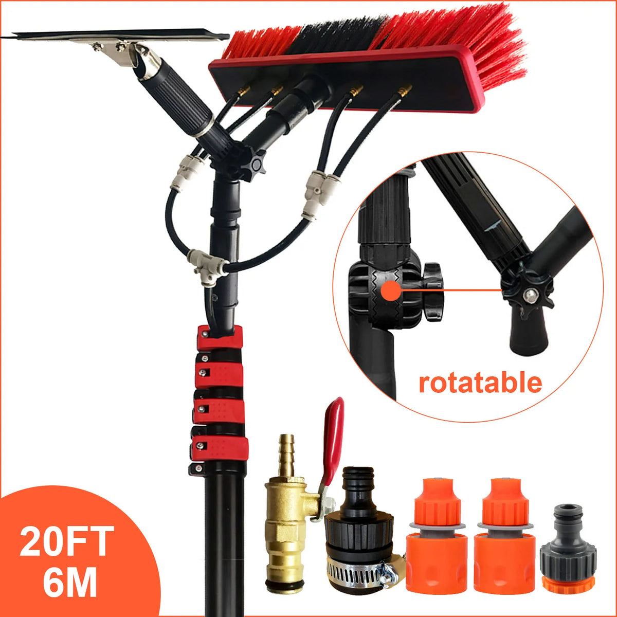 Water Fed Telescopic Pole Telesbrush Window Solar Photovoltaic