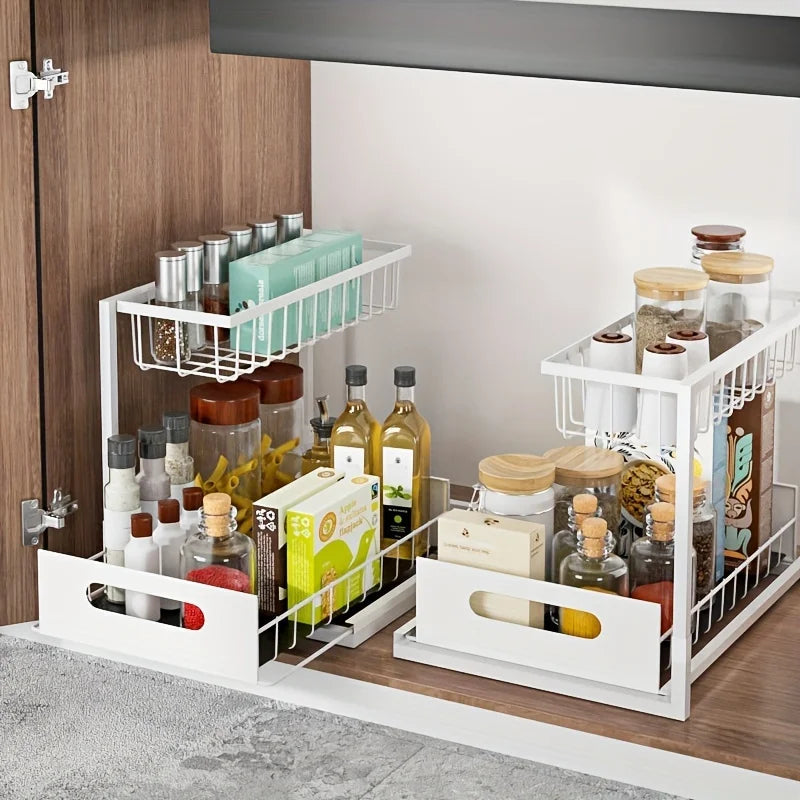 Pull Out Organizer Shelf Tier Storage Rack Large