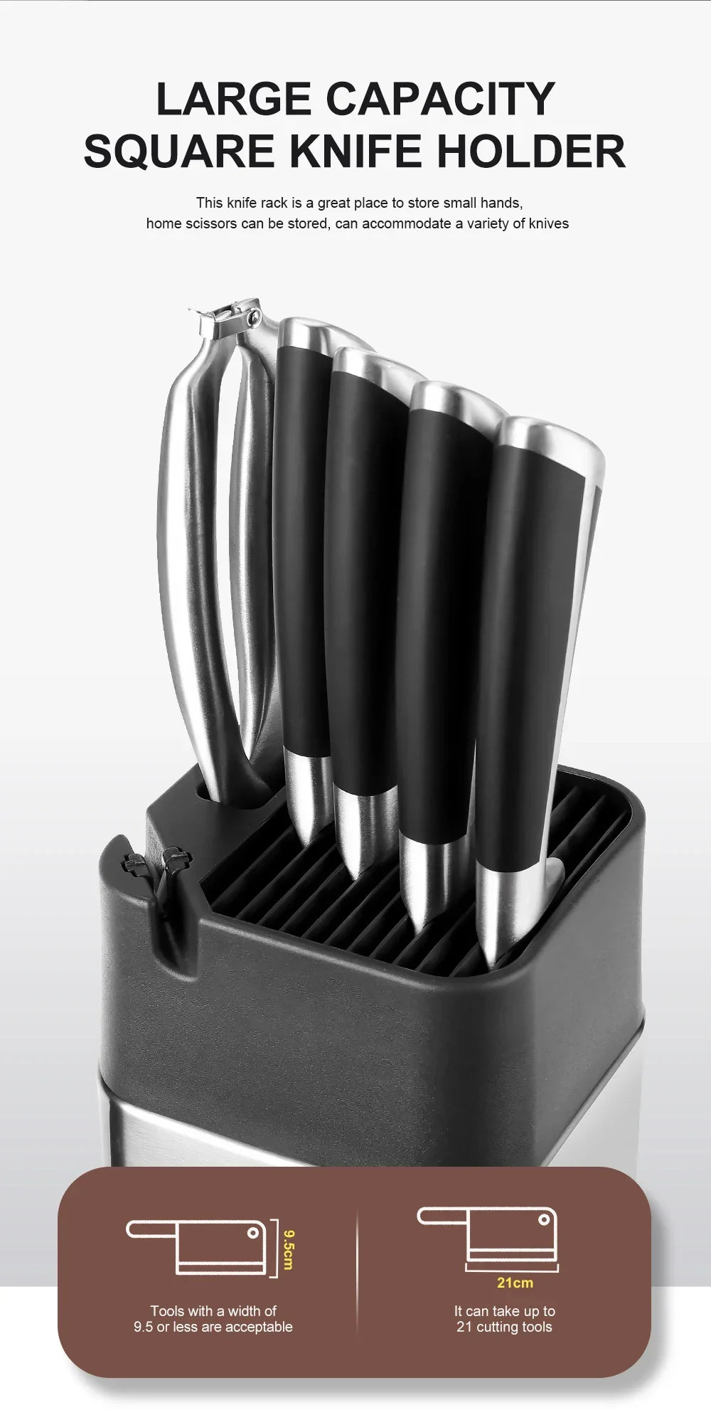 Xituo Stainless Steel Knife Holder Countertop Rack Built-In