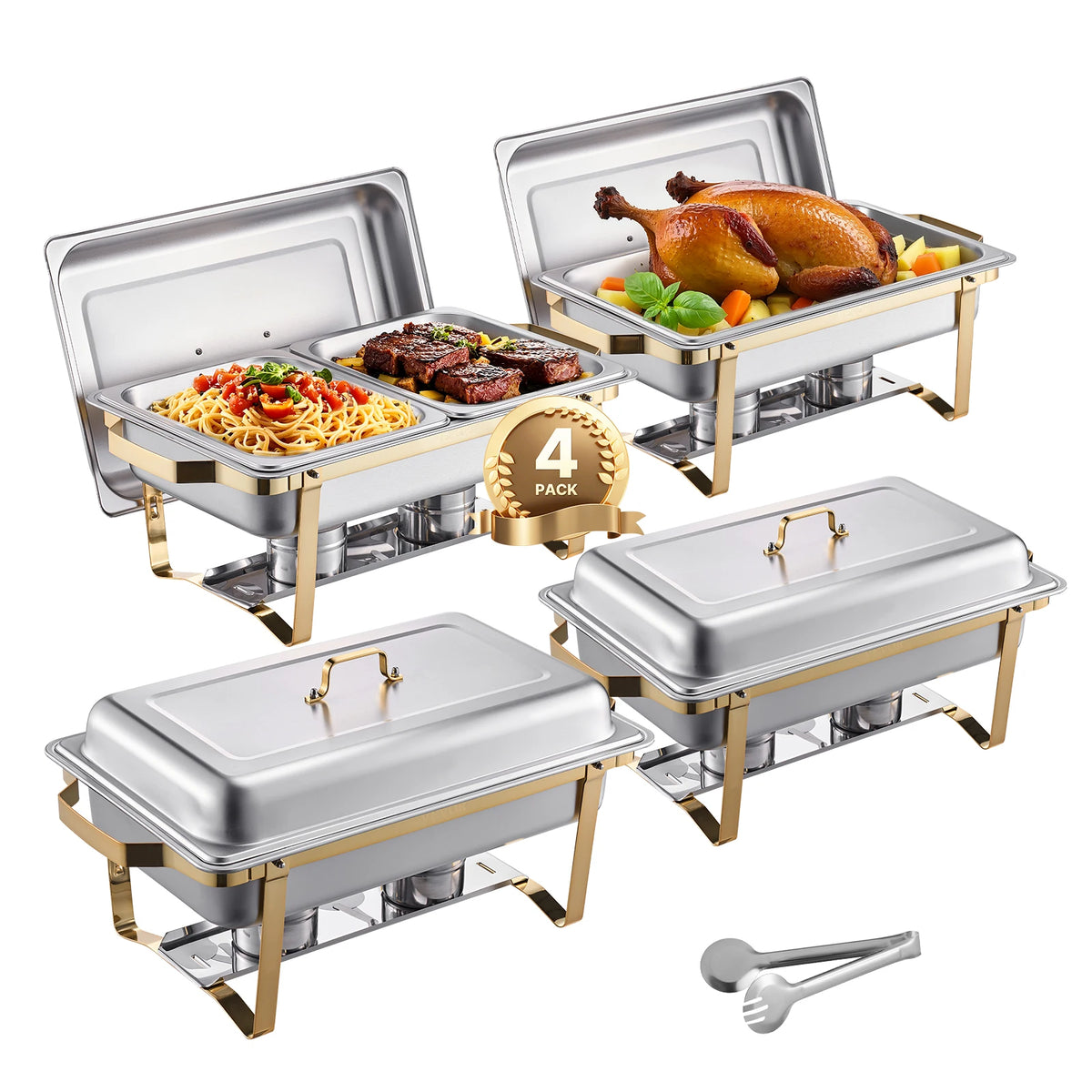 Succebuy 8qt Rectangle Chafing Dish 2/4/6 Packs W/