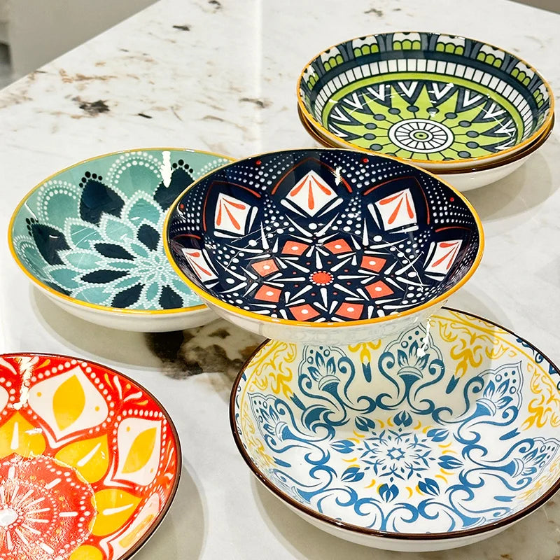 6pcs- Ceramic Bohemia Plate Salad Plate Appetizer Serving