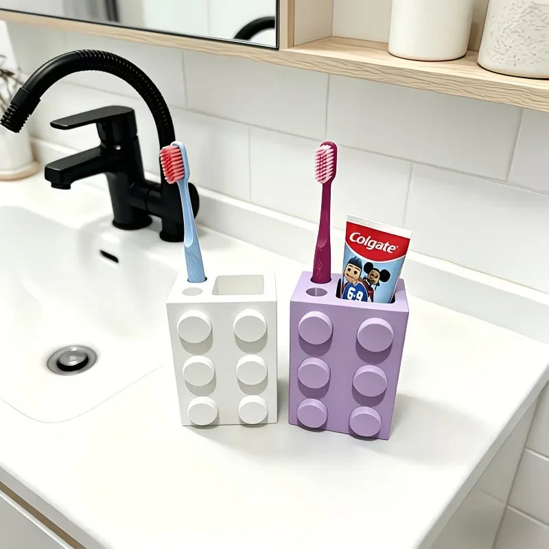 Cute Building Block Toothbrush Storage Rack Multi-Purpose