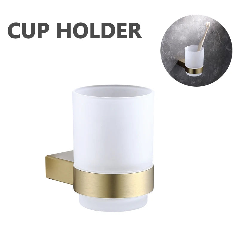 Brushed Gold Towel Ring Holder Bar Rack Brush/Paper