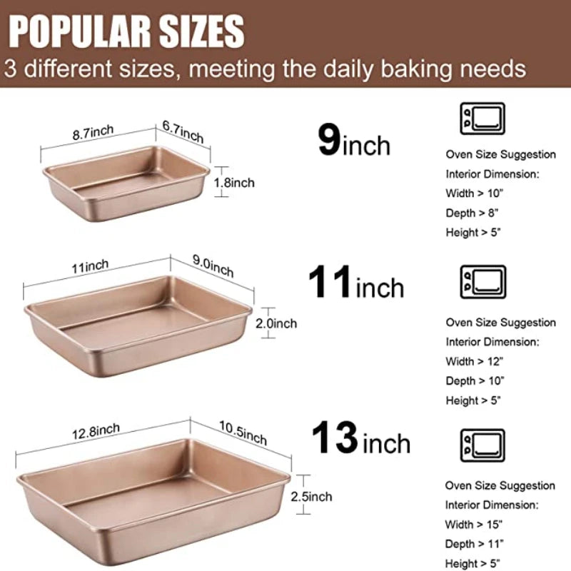 Thicken Carbon Steel Golden Baking Tray Nonstick Square