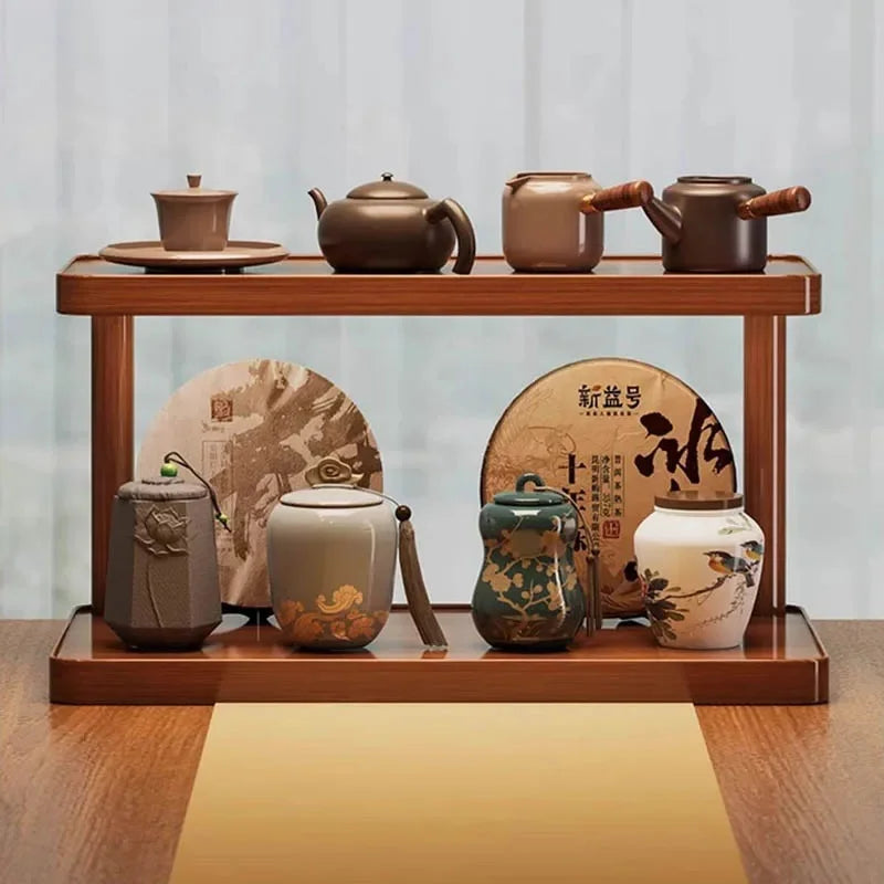 2-Tier Wooden Countertop Storage Shelf Multilayer Desktop