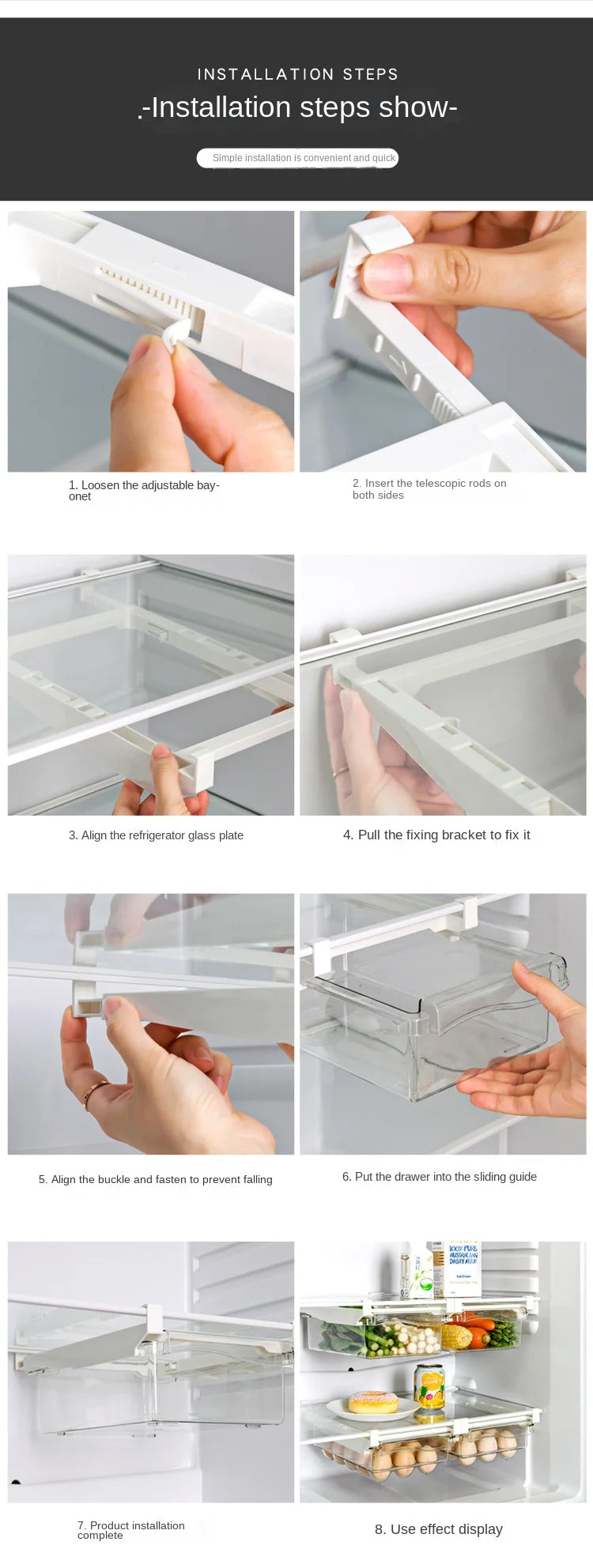 Refrigerator Egg Storage Box Drawer Style Food Fruit