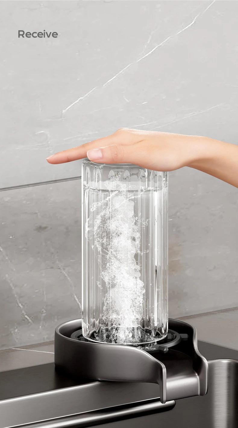 Black Nano Sink Waterfall Faucet Large Bowl Cup