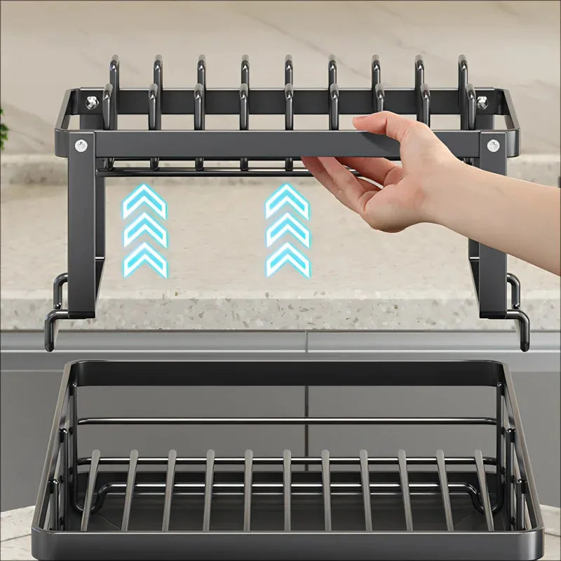 Adjustable Over-Sink Dish Rack Stainless Steel Drain Board