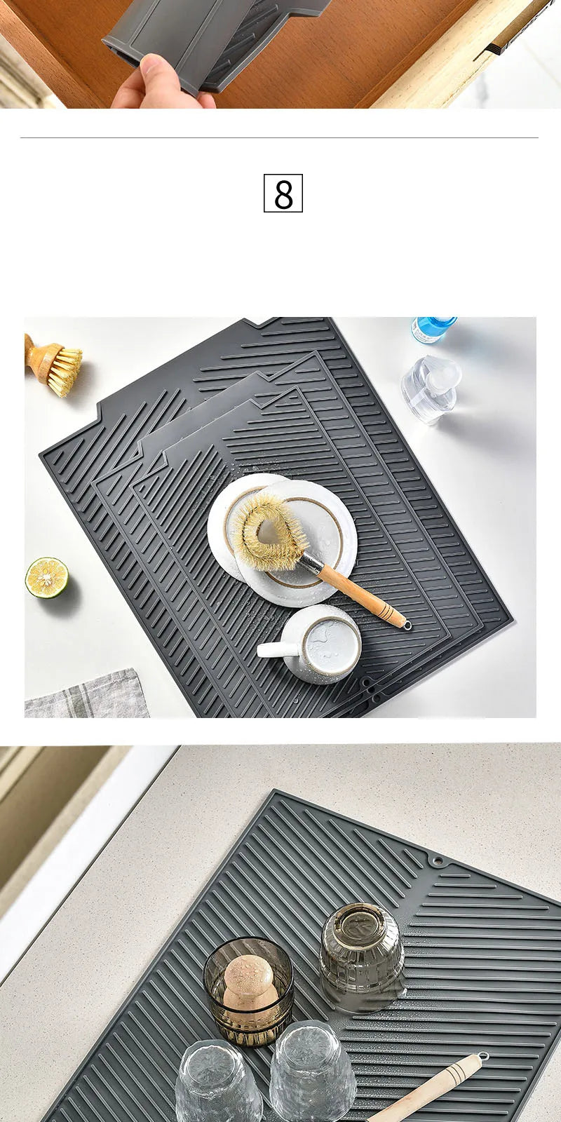 1pc Silicone Dish Drying Pad Non-Slip Dish Drying