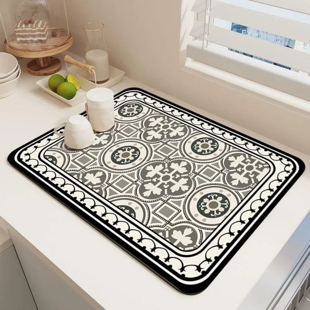 Vikama Vintage Bohemian Dish Drying Mat Non-Slip Absorbent