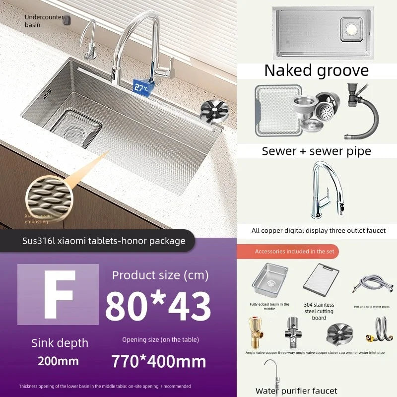 316l Stainless Steels Sink Dish Wash Sink Left
