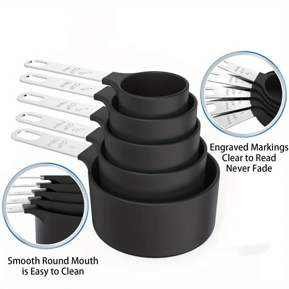 10 Measuring Cups Spoons Stainless Steel Handle Stackable