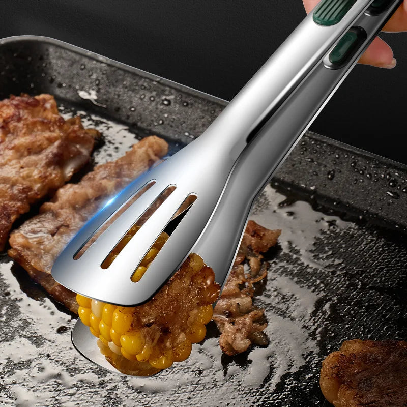 1pc Non Slip Stainless Steel Food Tongs Meat