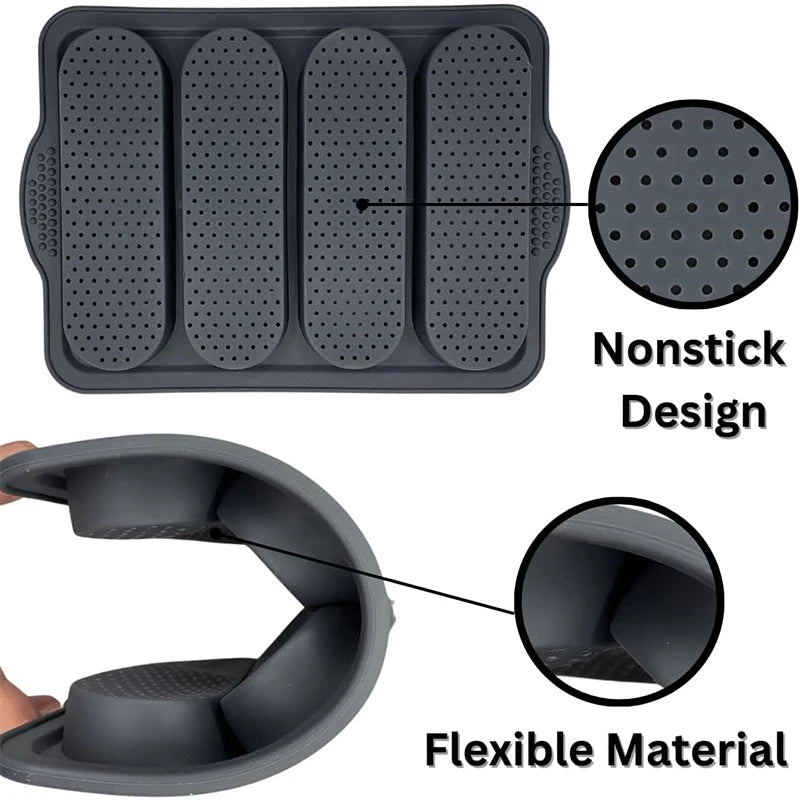 Silicone Loaf Pan Non-Stick Holes Baguette Pan Bread