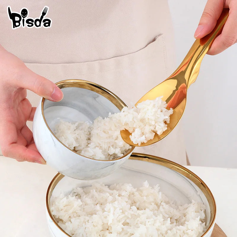 Stainless Steel Rice Spoon Golden Serving Spoons High