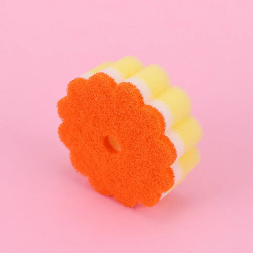 Practical Sponges Scouring Pads Flower Shape Sponge Brush