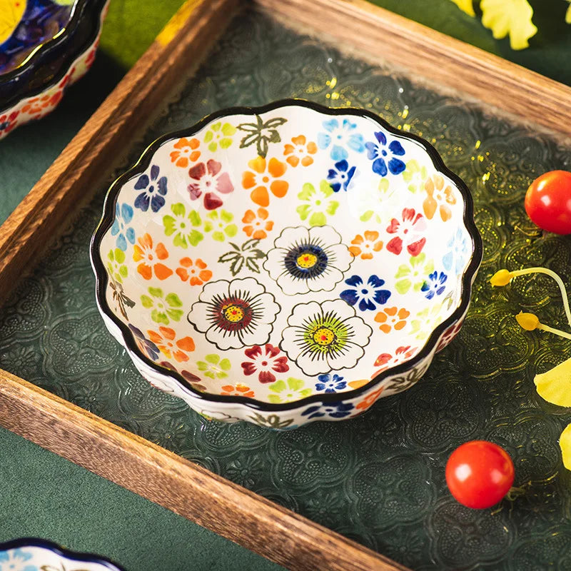 Ceramic Fruit Dessert Salad Bowl Plate Creative Retro