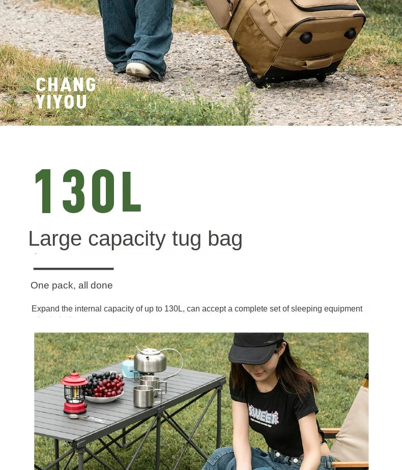 130l Outdoor Large-Capacity Trolley Backpack Thickened Storage
