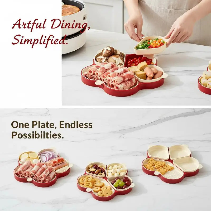 Multi Compartment Food Prep Tray Detachable Dividers Utensil
