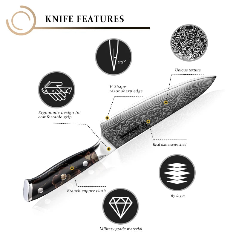 Grandsharp High Quality 1-10pcs Knife 67 Layers Damascus
