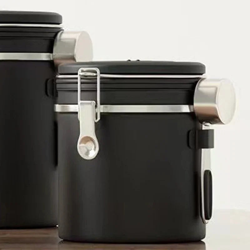 Stainless Steel Coffee Beans Vacuum Storage Jar Spoon