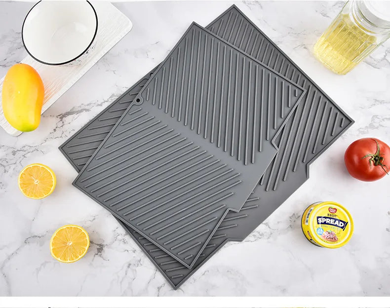 Dish Drying Mat-Silicone Drying Pad Counter Non-Slip Drain