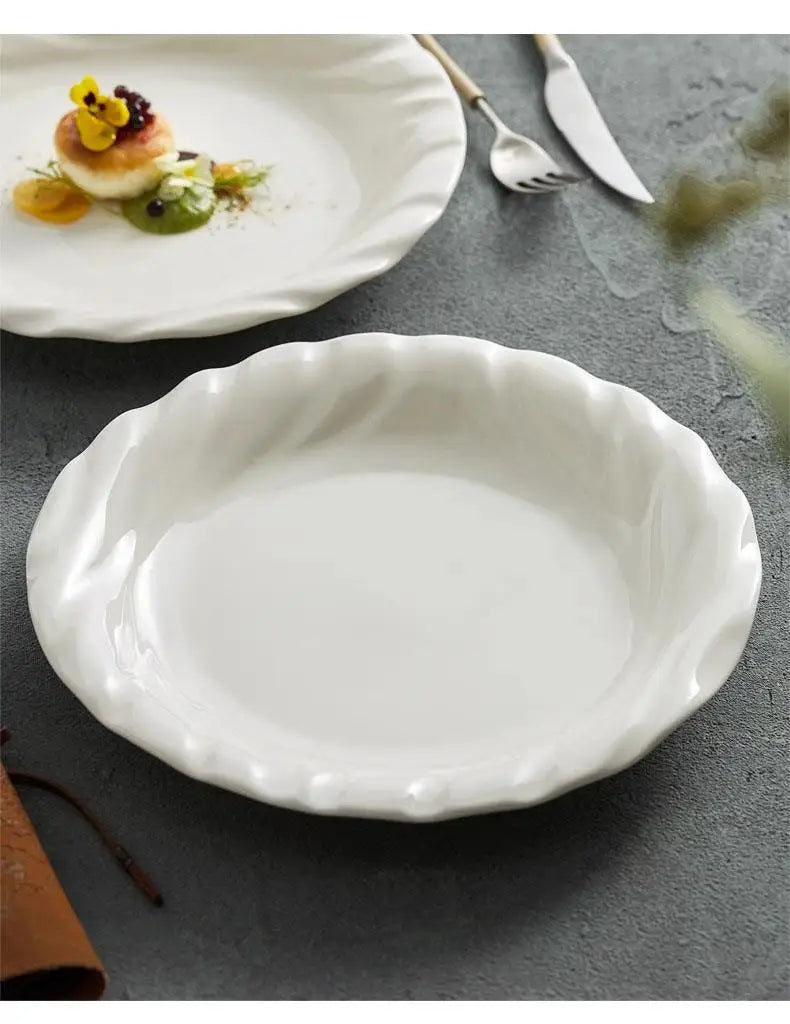 Ceramic Dinner Plate Irregular Shallow Dessert Snack Pasta