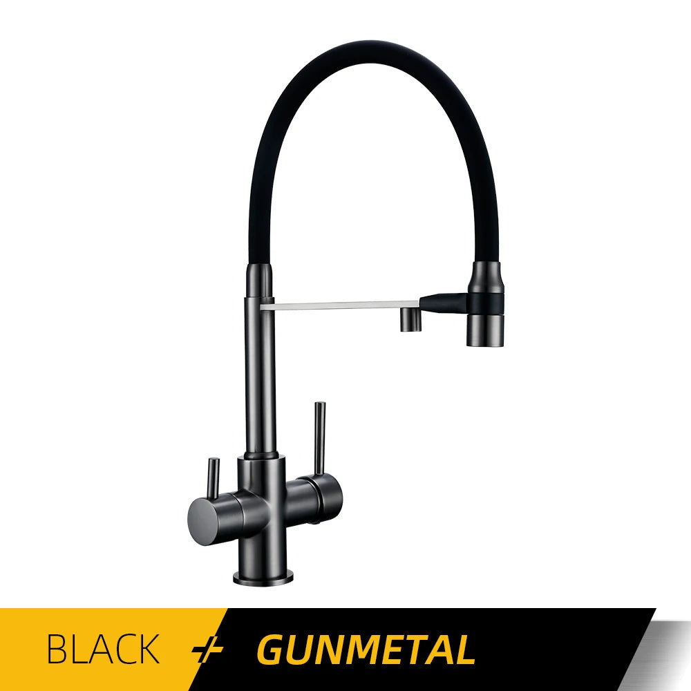 Brushed Nickel Faucet Pull Out Double Handle Tap