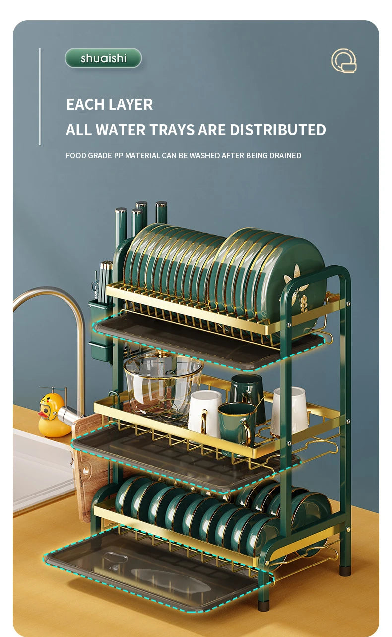 Bowl Rack Draining Dish Storage Green Dishes Storage