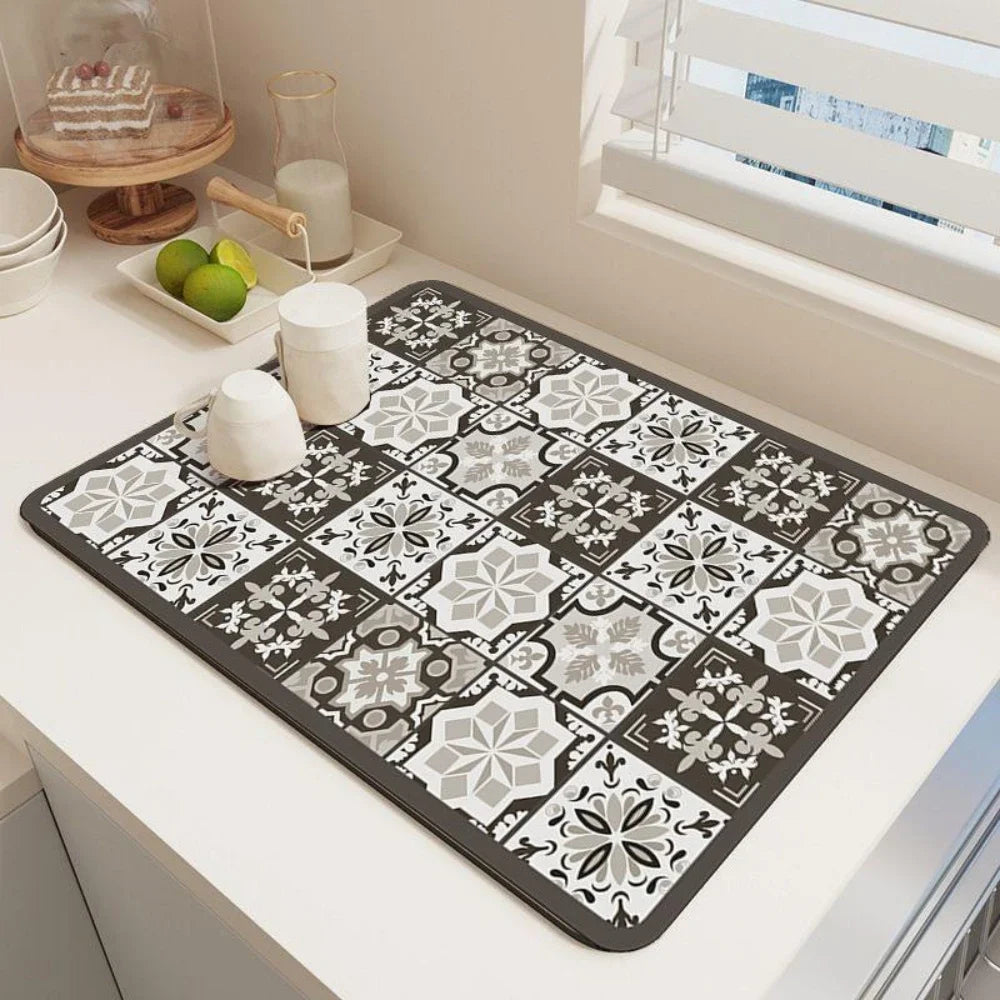 Vikama Vintage Bohemian Dish Drying Mat Non-Slip Absorbent