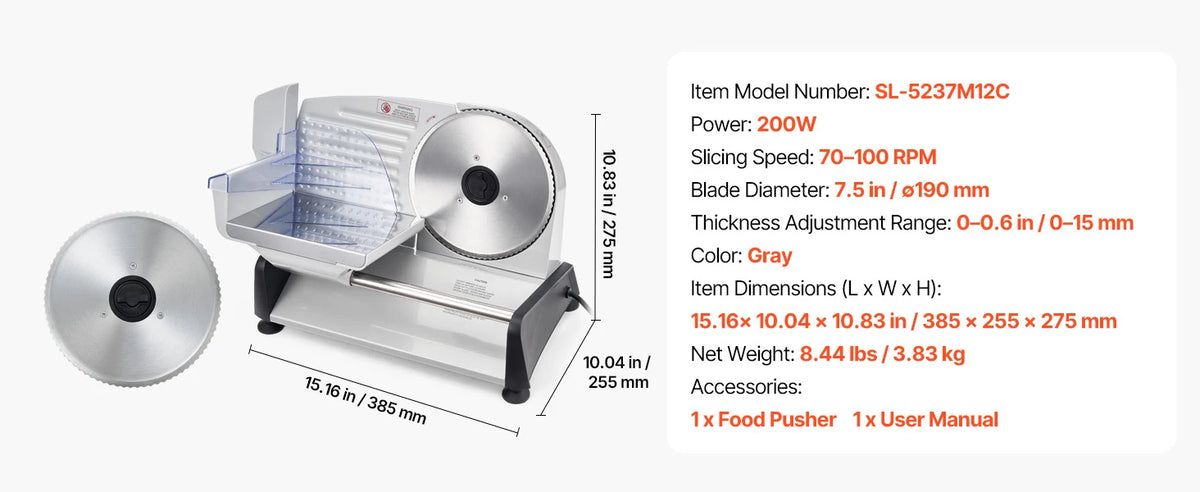 Succebuy 7-10 Inch Meat Slicer Electric Deli Slicer