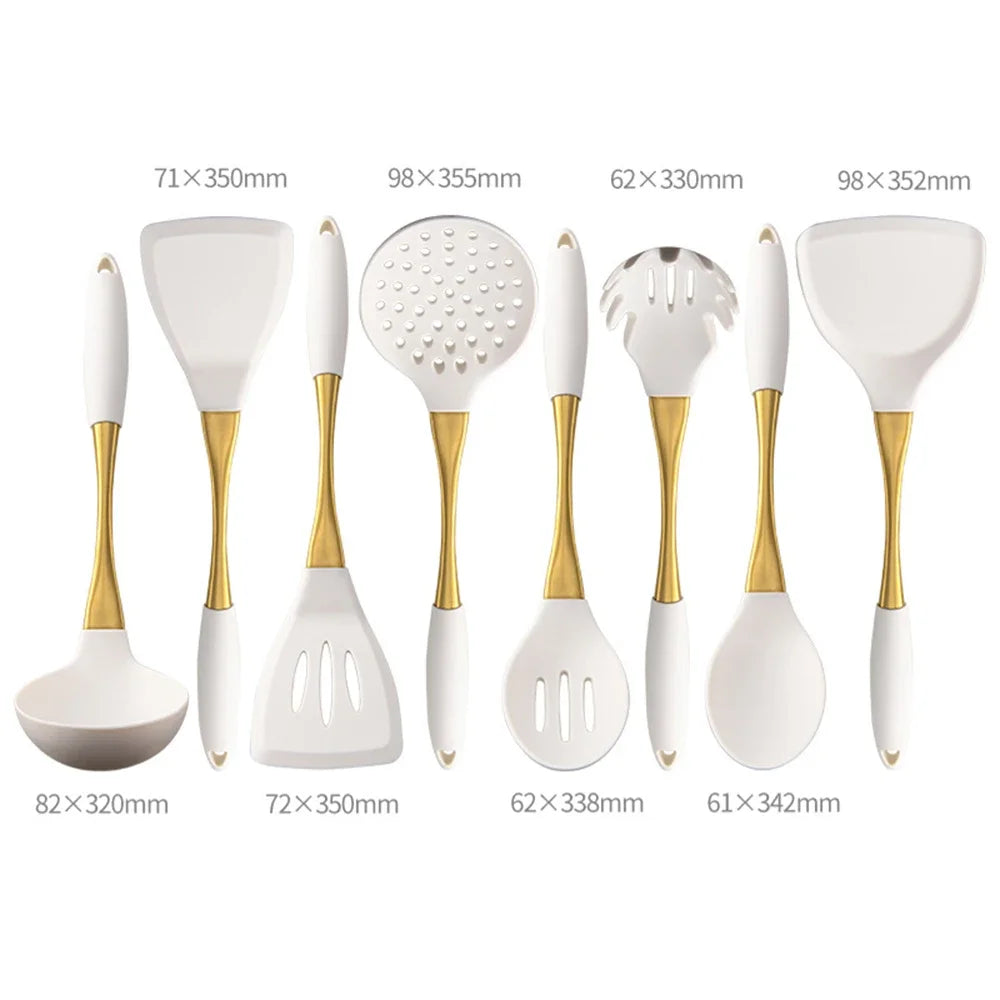 1pc Silicone Kitchenware Cooking Utensils White Gold Spatula