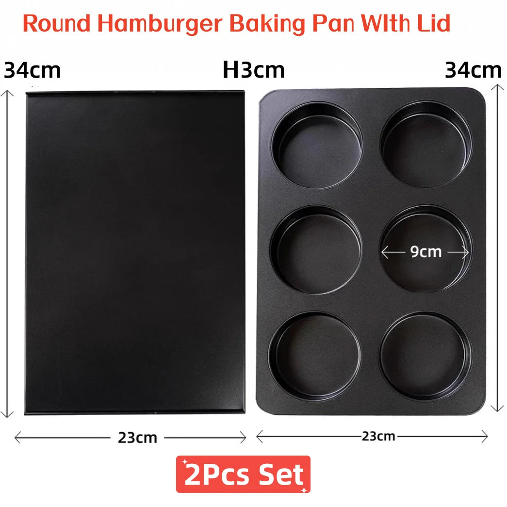 6-Cavity Mini Round Hamburger Baking Pan Sandwich Bread