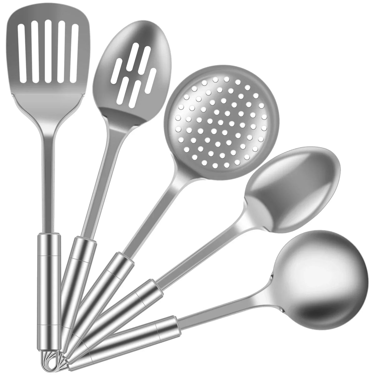 5pcs Cooking Utensils Stainless Steel Spoons Spatula Ergonomic