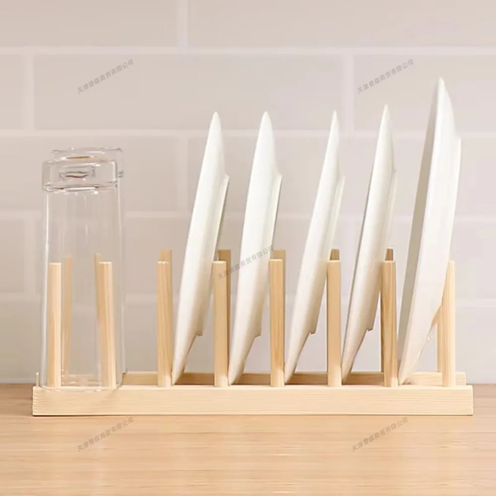 Diy Locker Bamboo Drain Rack Wooden Plate Rack