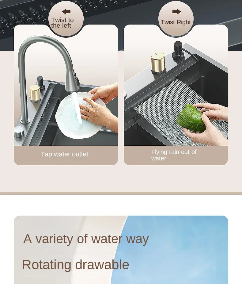 Waterfall Sink Nanometer 304 Stainless Steel Large Slot