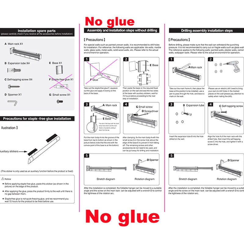 Wall Mount Folding Clothes Drying Rack Retractable Extension