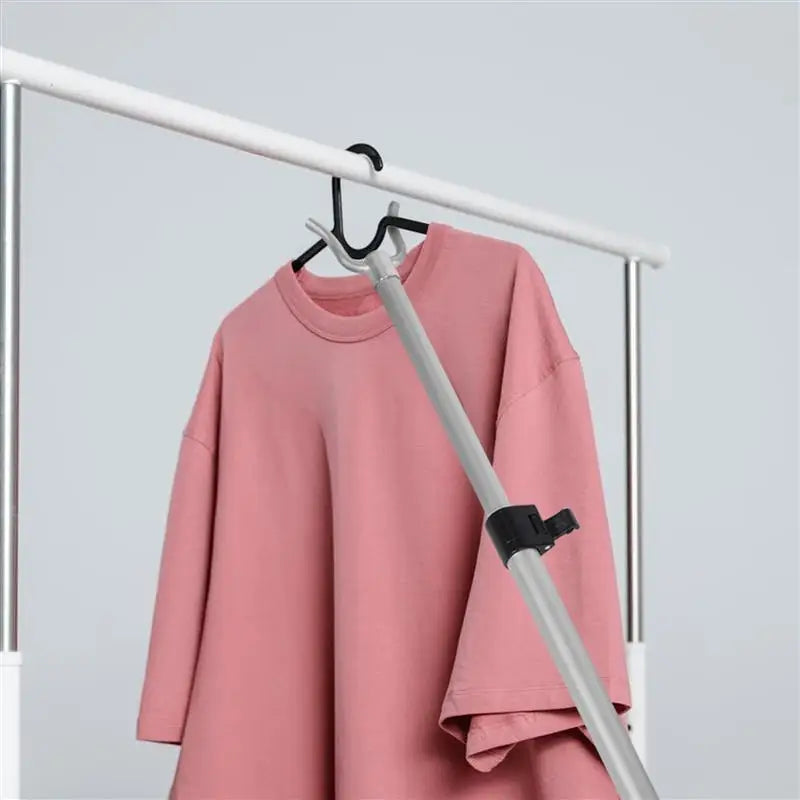 Silver Adjustable Telescopic Clothesline Pole Closet Hanger