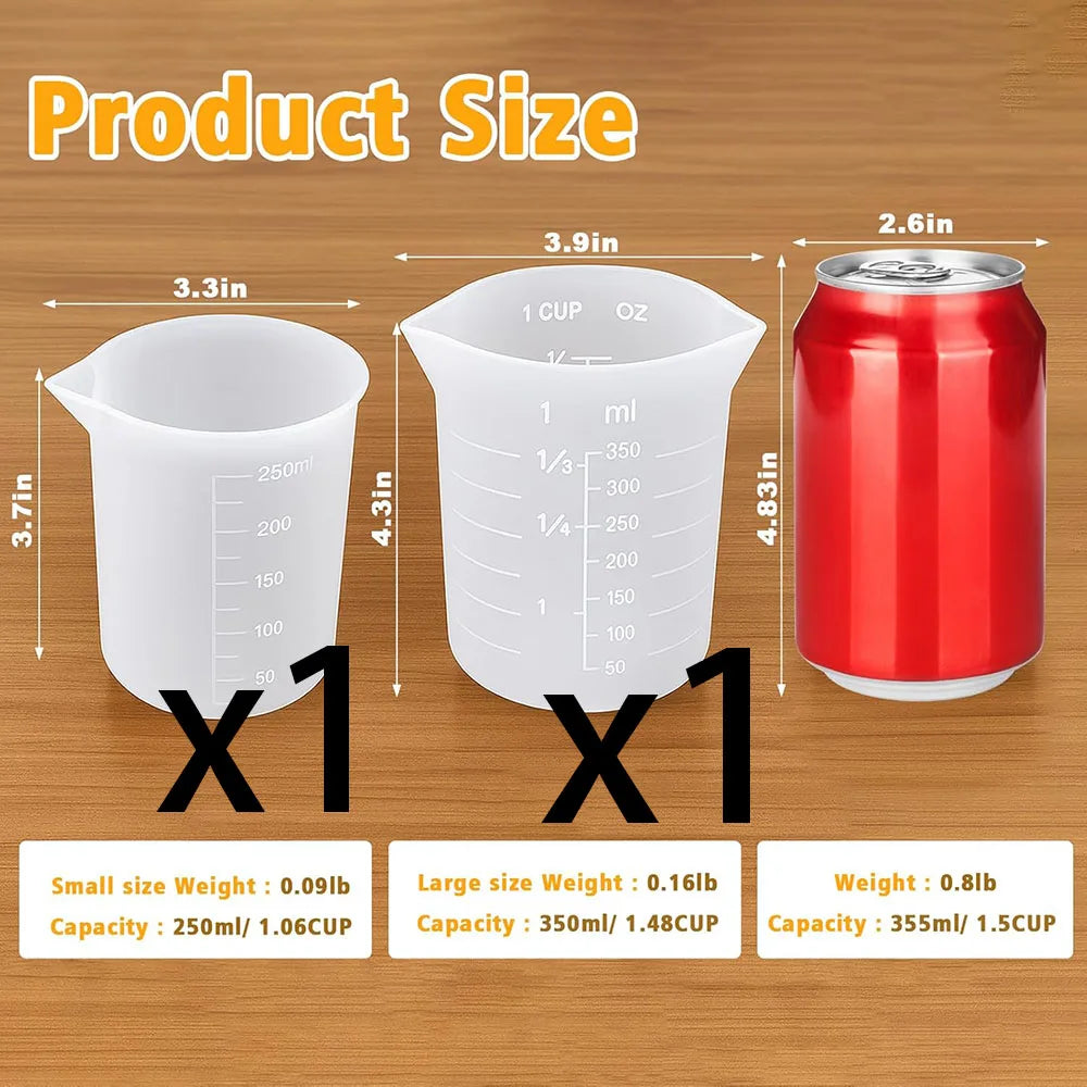 Silicone Measuring Cups Melting Chocolate 250 & 350ml
