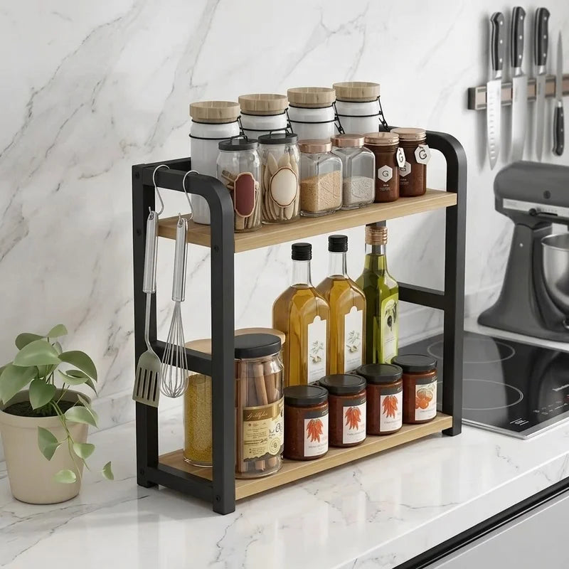 2-Tier Metal Countertop Shelf Organizer Rack Coffee Mugs