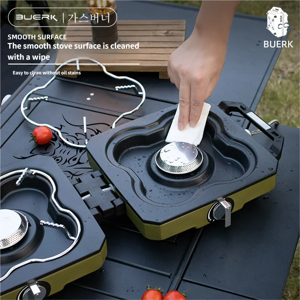 Buerk Foldable Camping Stove Lightweight Outdoor Cooking Double
