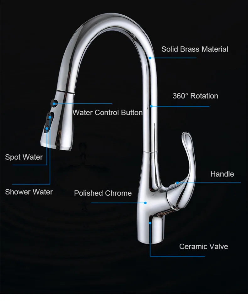 Brass Touch On Fauct Pull Down Cold Sink