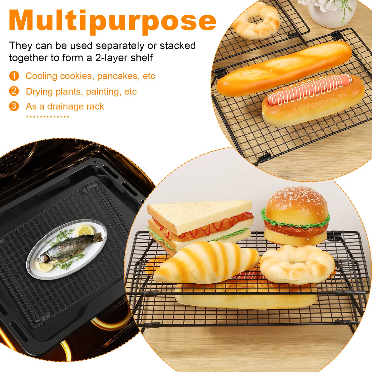 3/2pcs Baking Cooling Rack Metal Stackable Cooling Stand