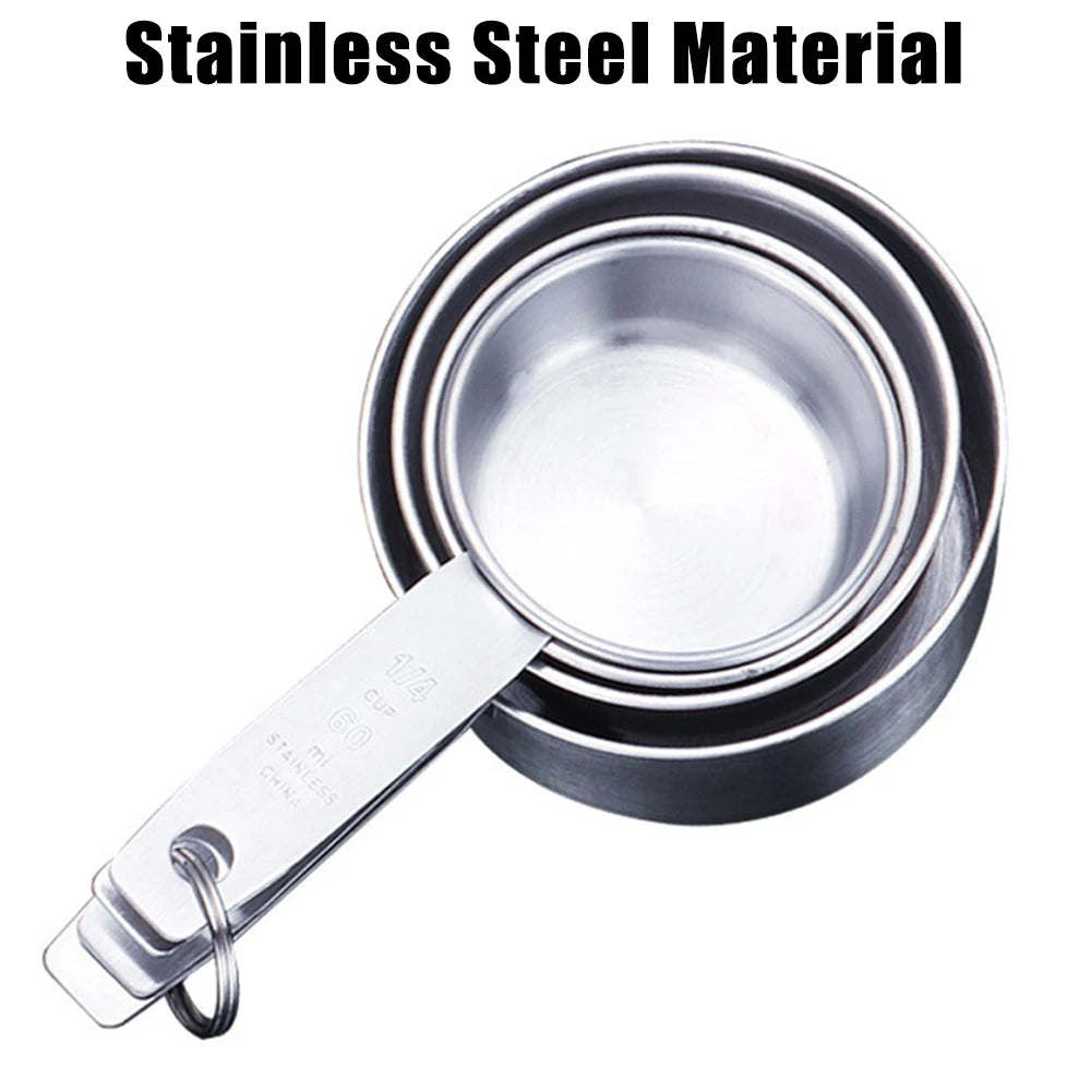 Stackable Measuring Cups Spoons Baking Stainless Steel Coffee