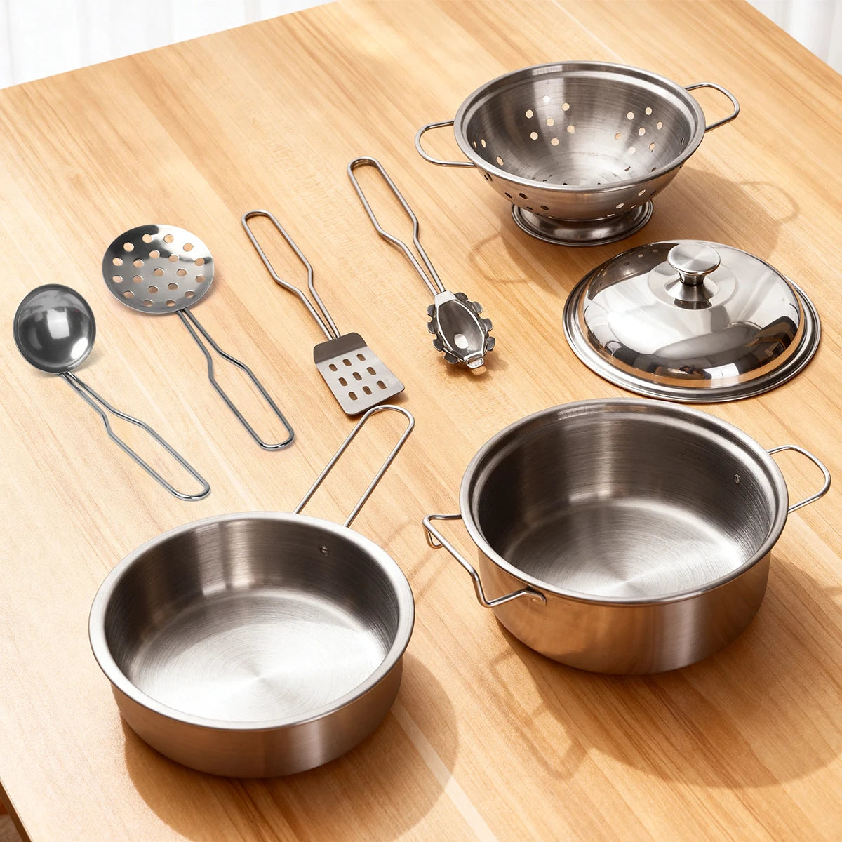 Stainless Steel Kids Toy Real Metal Cooking Utensils