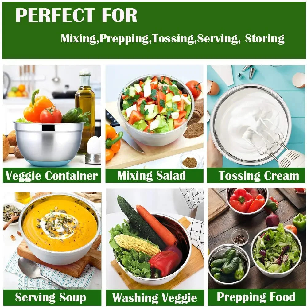 Colors Stainless Steel Mixing Bowl Lid Egg Mixer