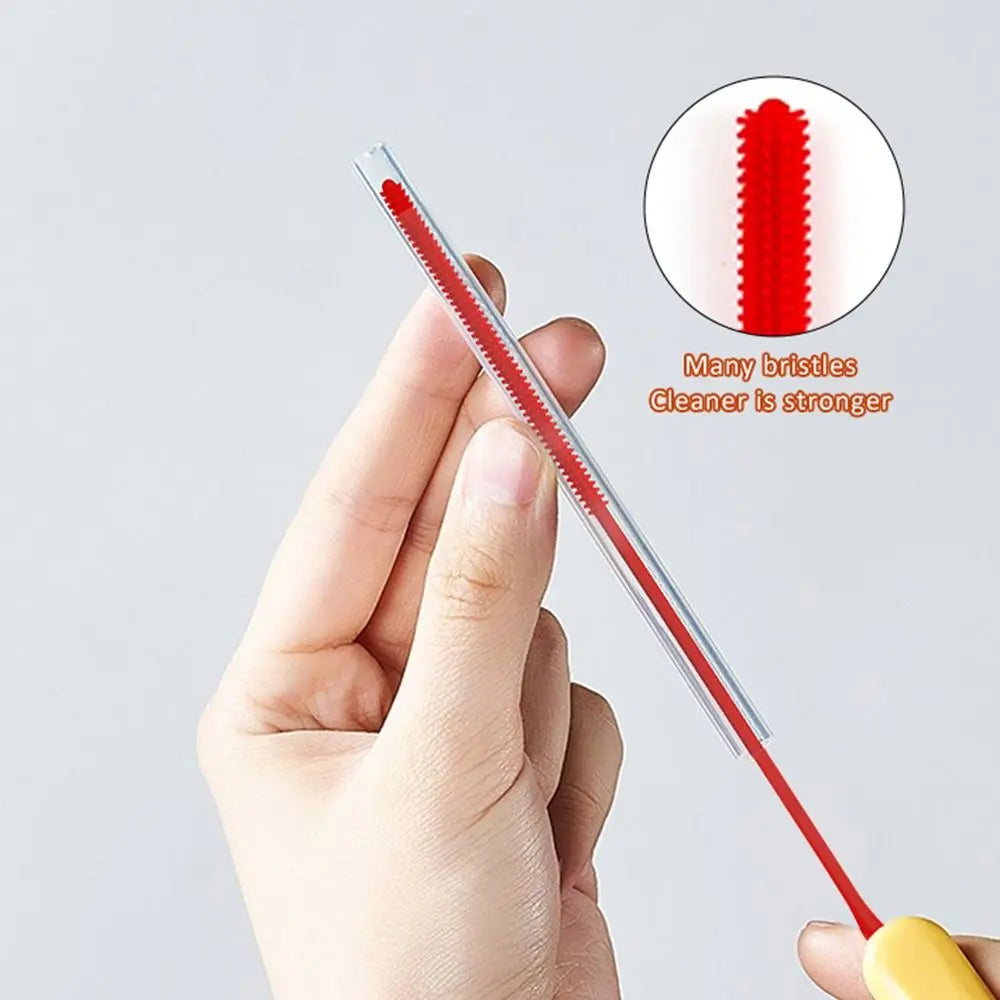 Reusable Pipe Cleaning Brush Long Handle Silicone Straw