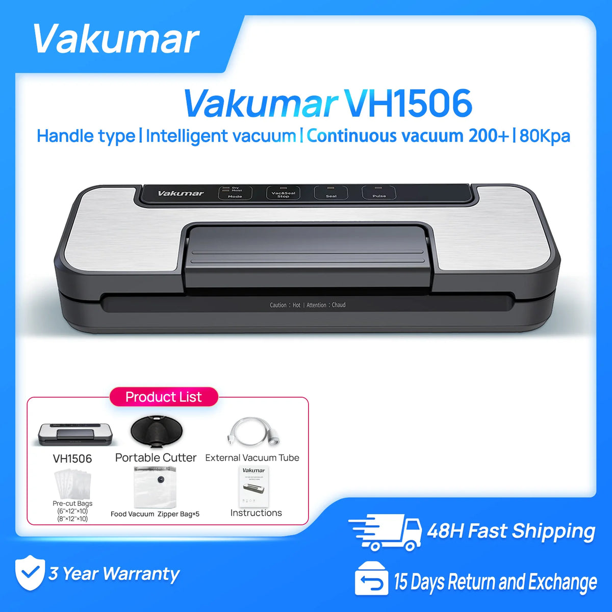 Vakumar Vh1506 Vacuum Sealer Machine Sous Vide Handle