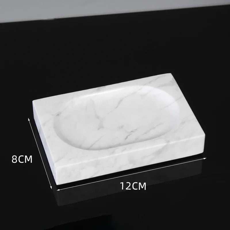1pc White Natural Marble Bathroom Luxury Soap Dispenser